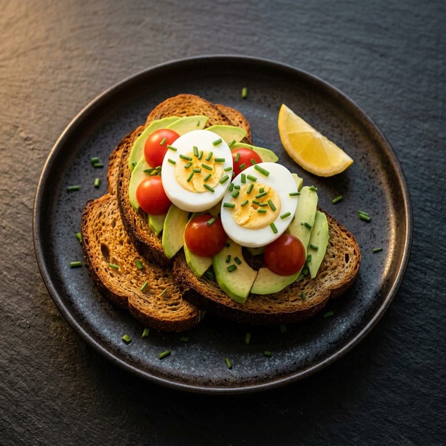 Avokádový toast s vejcem a rajčaty