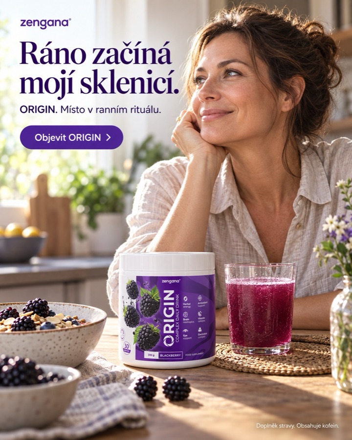 Ráno začíná mojí sklenicí. ORIGIN od Zengany, nápoj bez cukru.