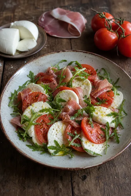 Mozzarella s prosciuttem a rukolou