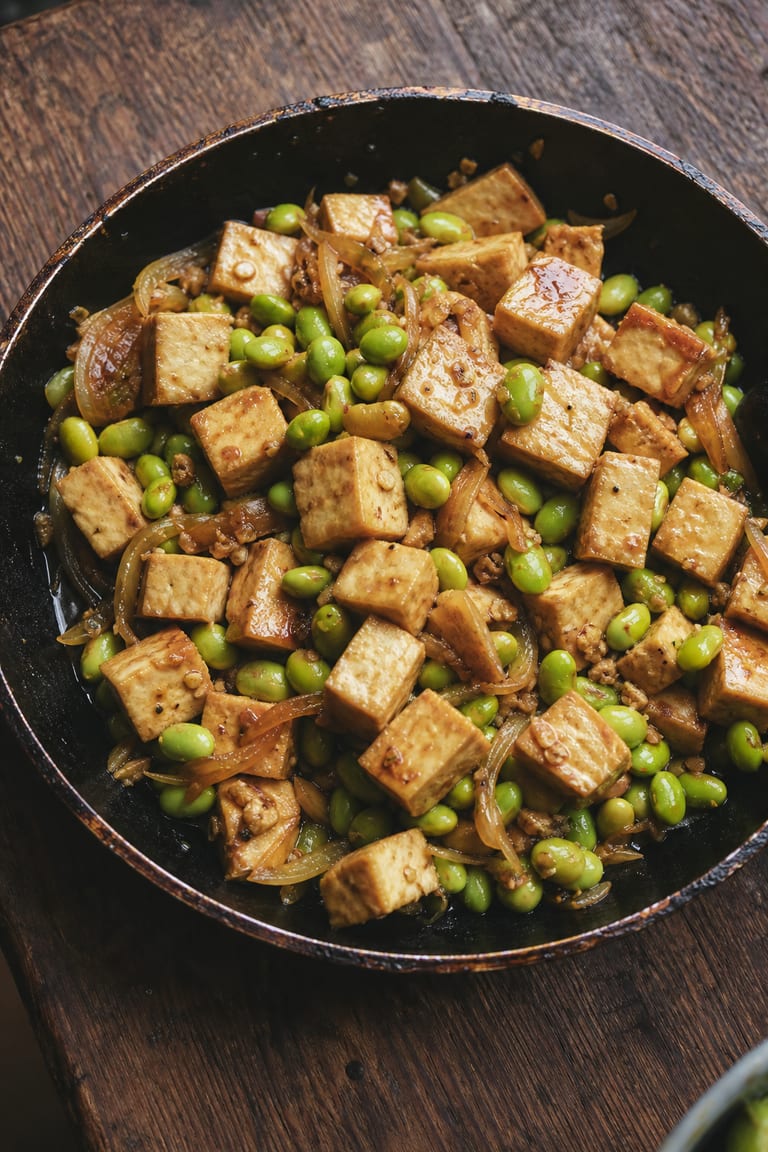 Edamame s tofu na misce