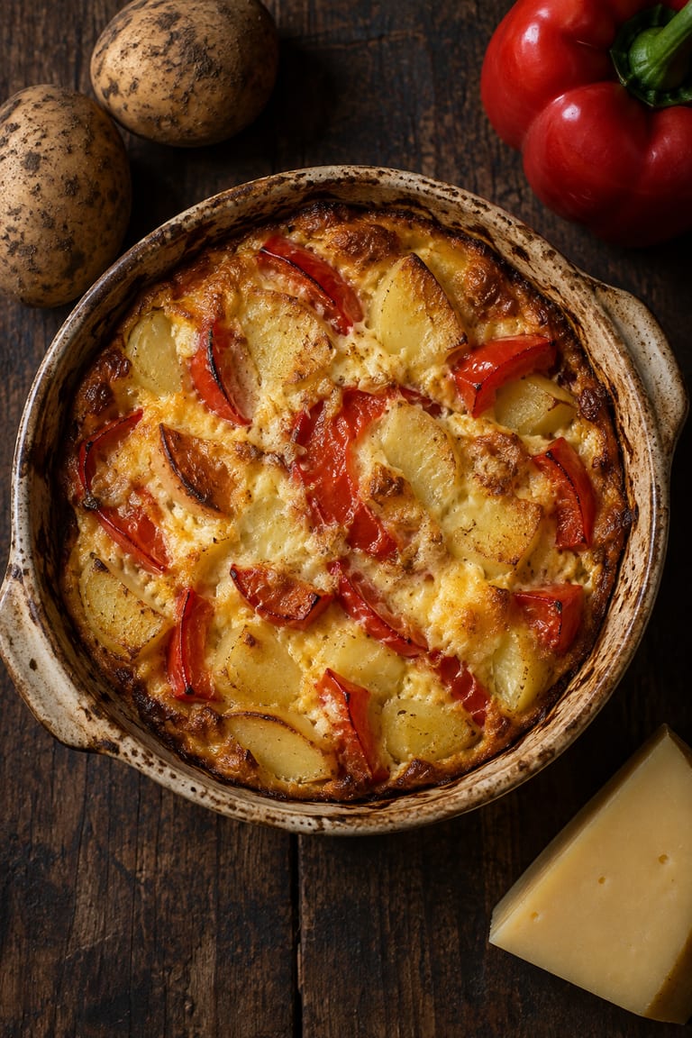 Frittata s bramborem a paprikou