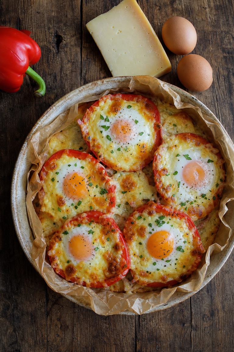 Keto zapečené košíčky s vejci a sýrem