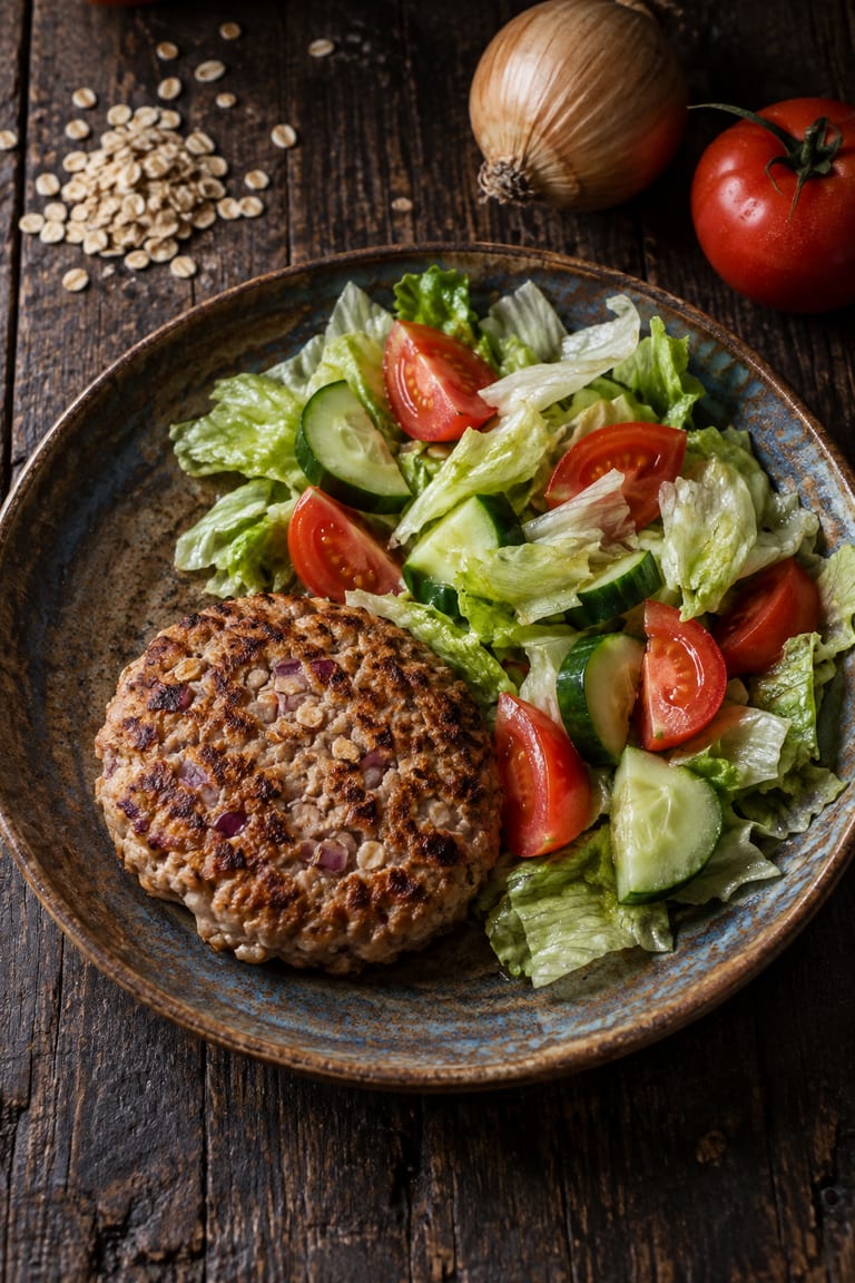 Krůtí burger bez housky se salátem
