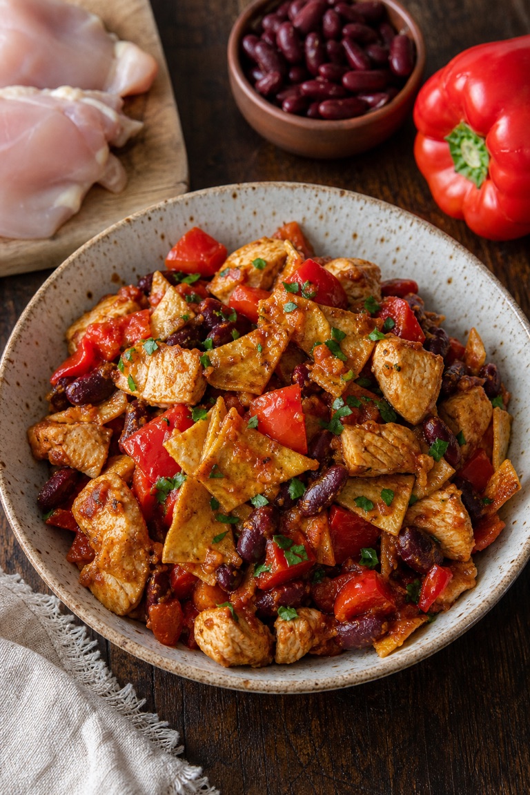 Kuřecí tortilla s fazolemi a paprikou