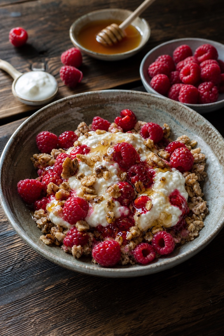 Müsli s malinama a skyrem