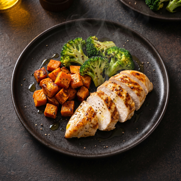 Kuřecí prsa s batáty a brokolicí