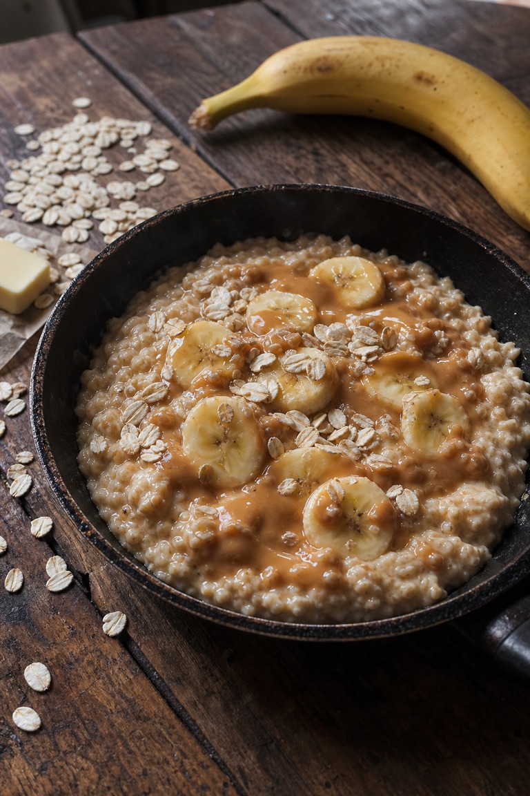 Overnight oats s arašídovým máslem a banánem