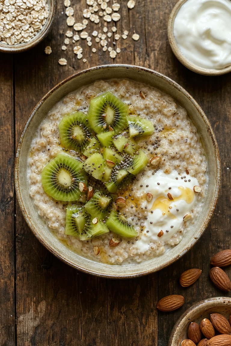 Ovesná kaše s kiwi