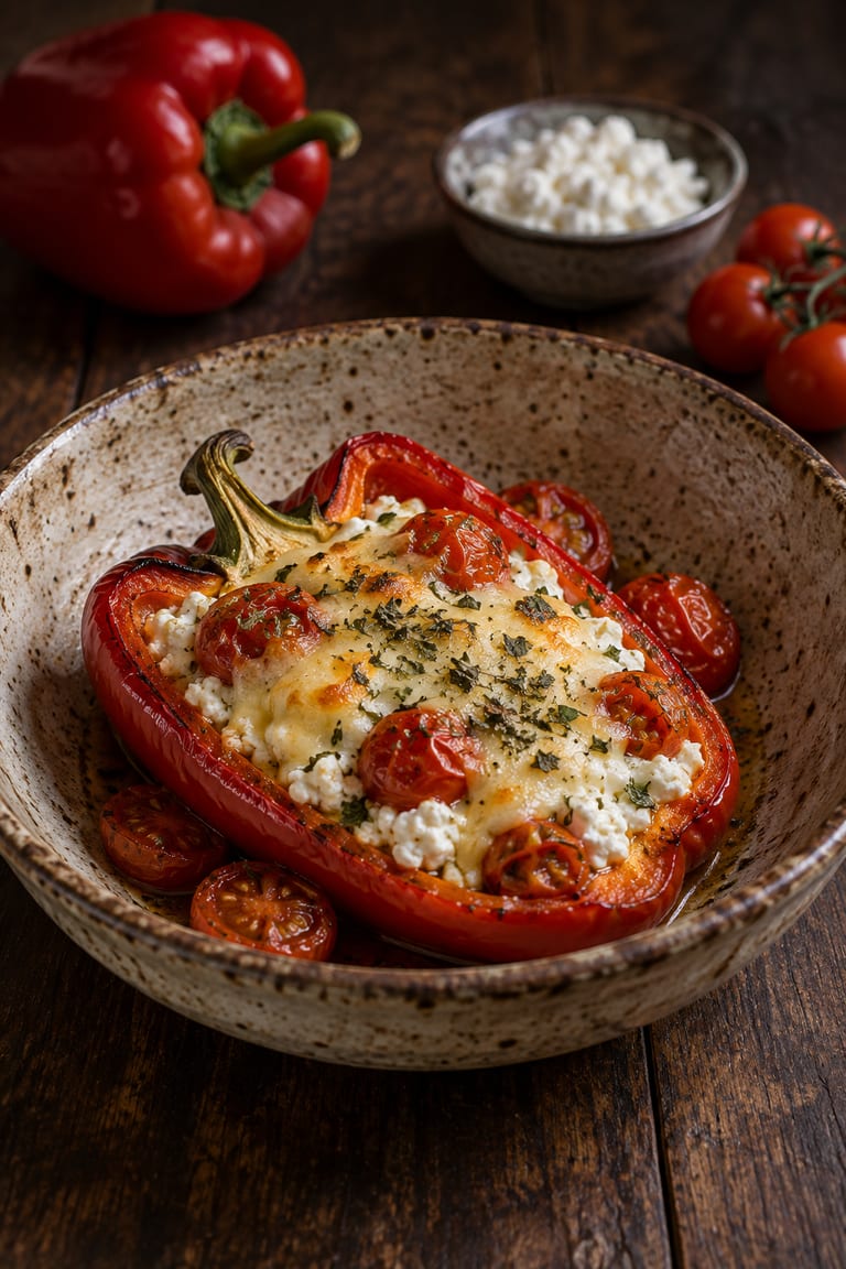 Pečená paprika plněná cottage sýrem