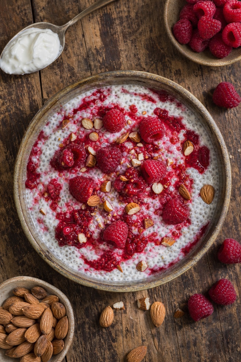 Skyr s chia pudinkem a malinama