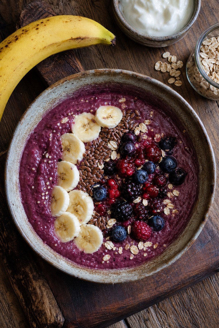 Smoothie z lesního ovoce se lněnými semínky
