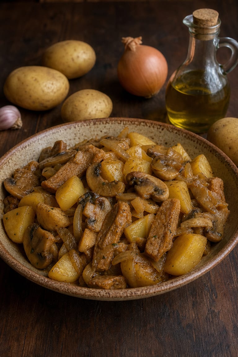 Sójové maso se žampiony a bramborem