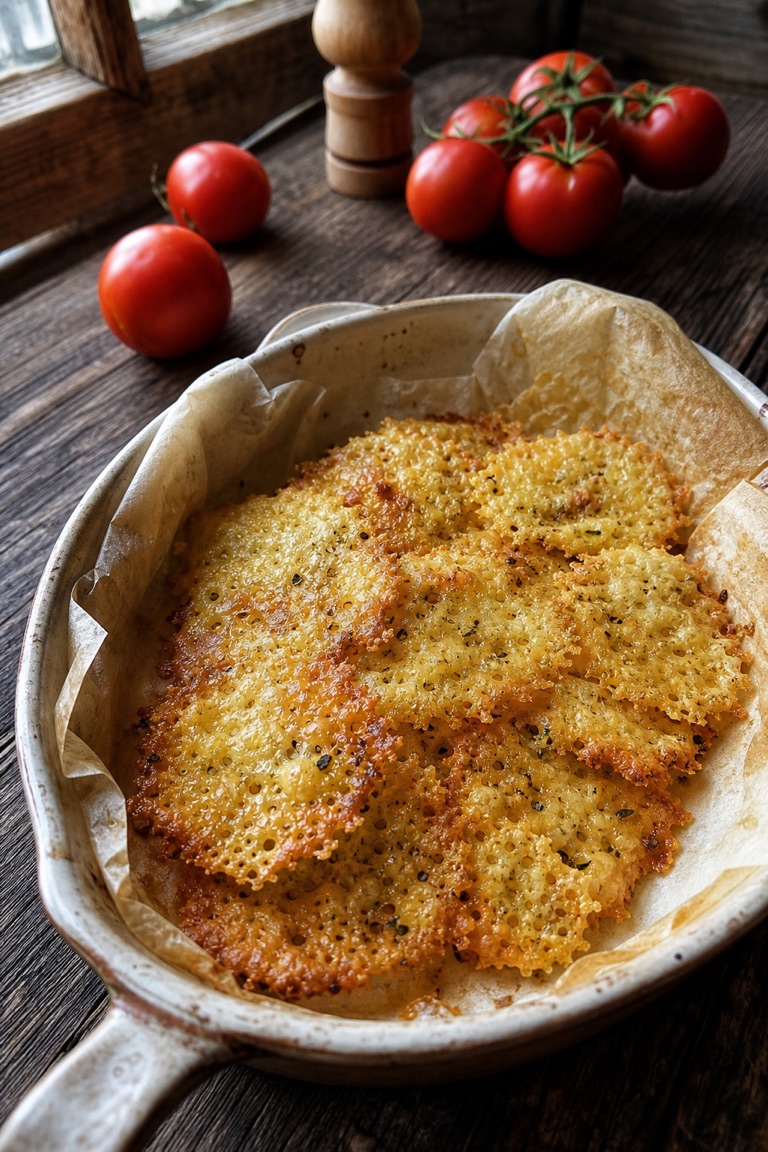 Sýrové chipsy (zapečený parmezán)