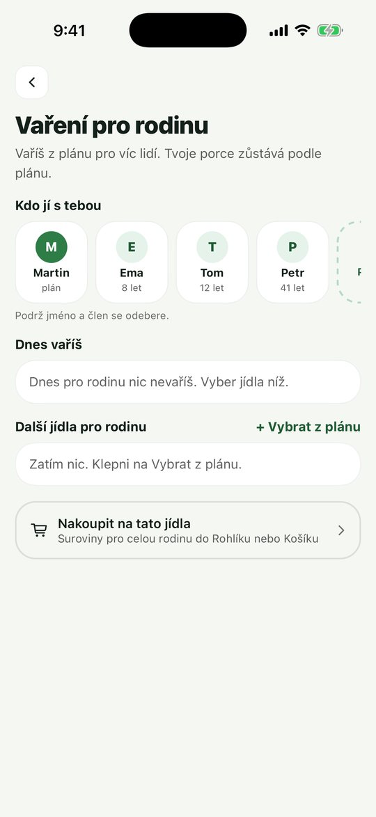 Obrazovka Vaření pro rodinu