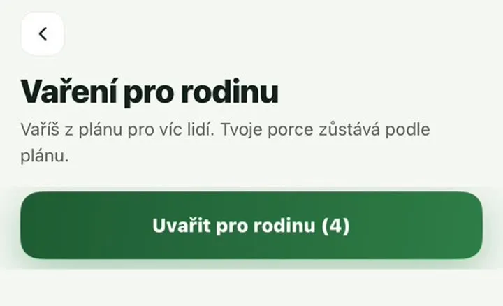 Vaření pro rodinu v aplikaci Zpět do formy
